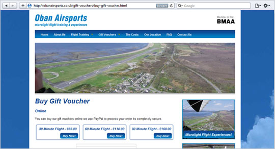 Oban Air Sports CMS Website