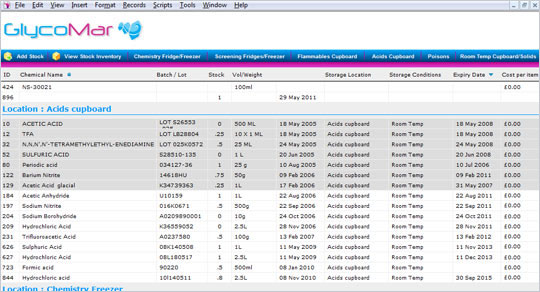 GlycoMar Filemaker Database